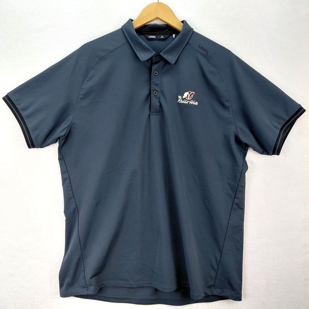 UNRL Polo Shirt Mens XL Black Rabbit Hole Transfusion Golf Performance Stretch